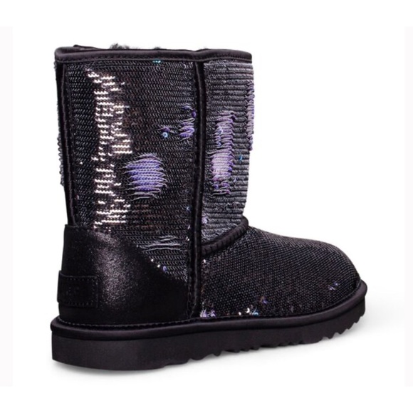UGG Kids Black and Purple Sequin Boots - Picture 2 of 10